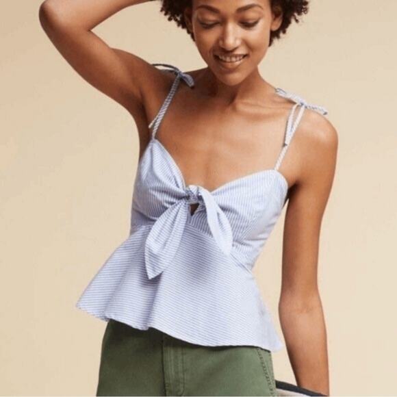 Maeve Tops - Maeve Anthropologie Stripe Tie Front Smocked Tank